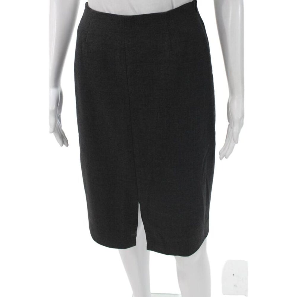 Shannon Mclean Women Straight Pencil Wool Knee Length Skirt Gray Zip Size S